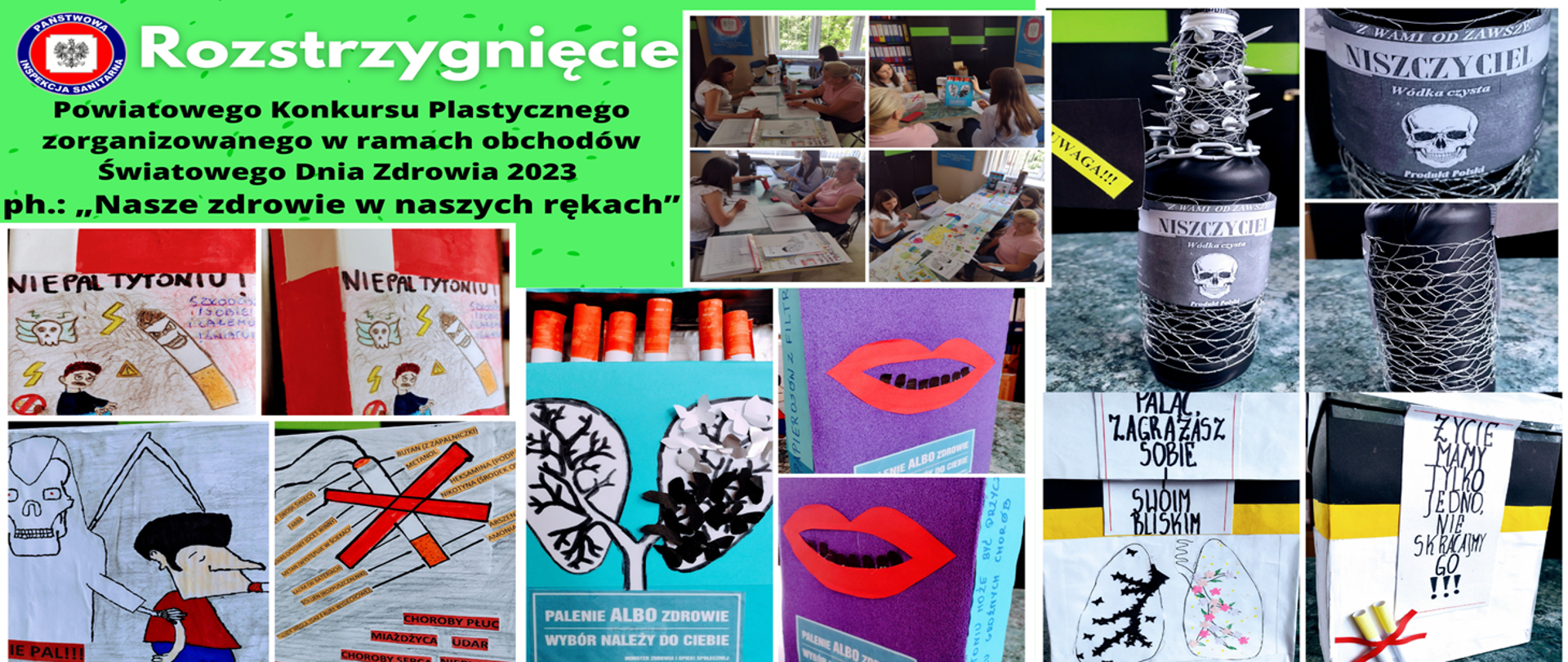 Rozstrzygnięcie Powiatowego Konkursu Plastycznego zorganizowanego w ramach obchodów Światowego Dnia Zdrowia 2023 ph. „Nasze zdrowie w naszych rękach”