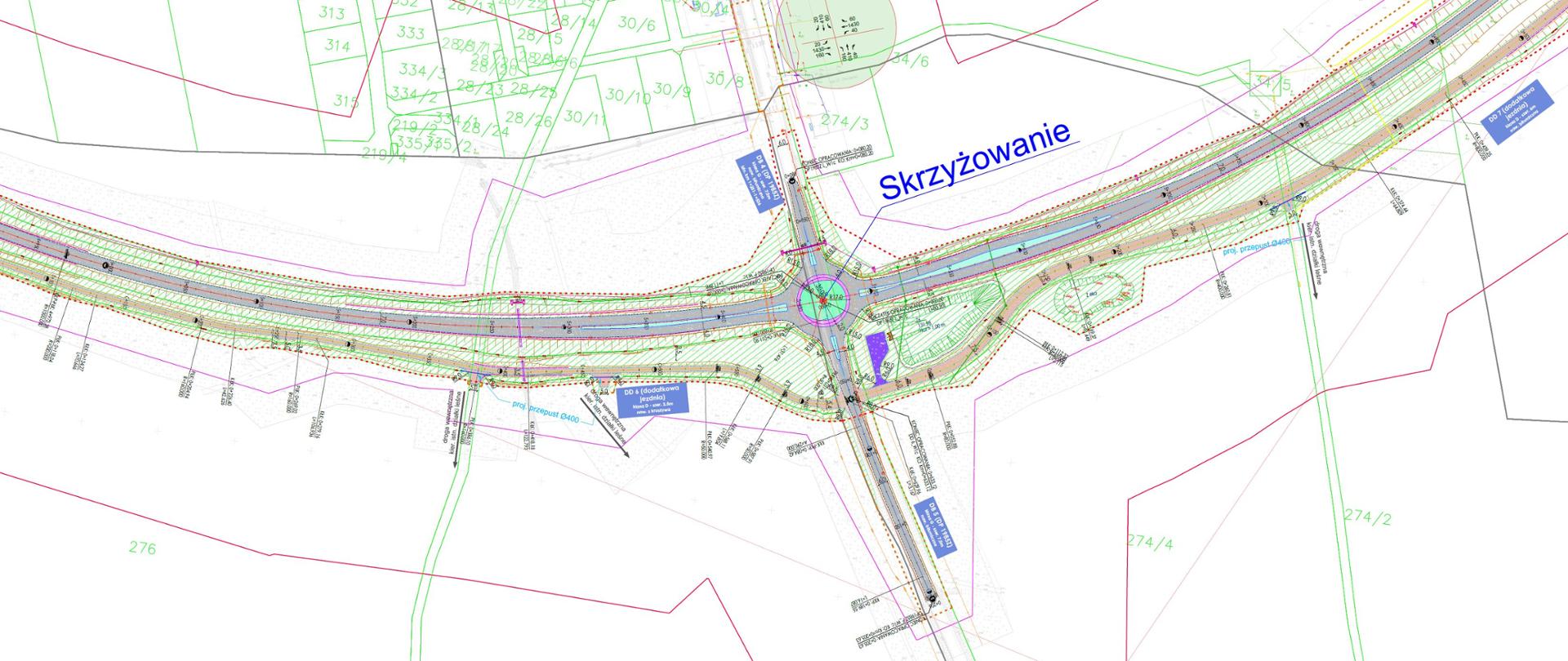 Mapa z zaznaczonym przebiegiem drogi