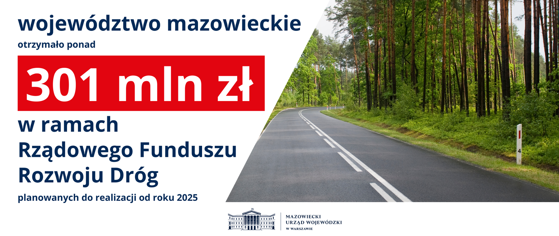 Ponad 301 mln zł dla samorządów na dofinansowanie dróg