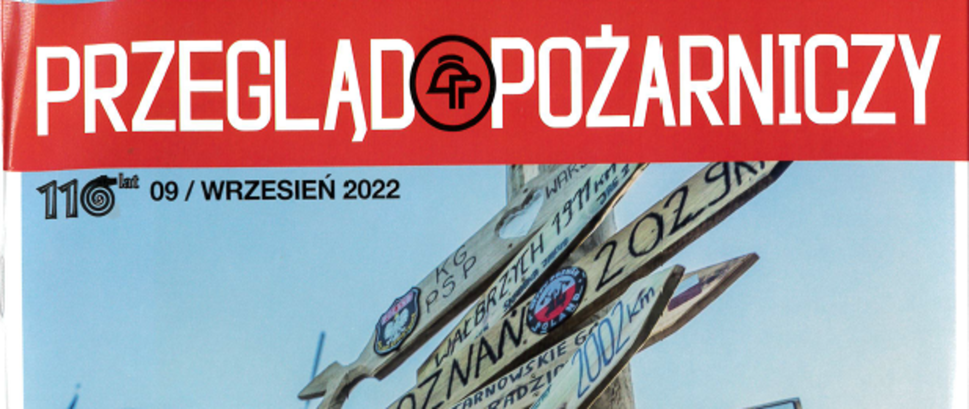 pierwsza strona przeglądu pożarniczego na której widoczny jest totem strażaków oraz napis kierunek francja
