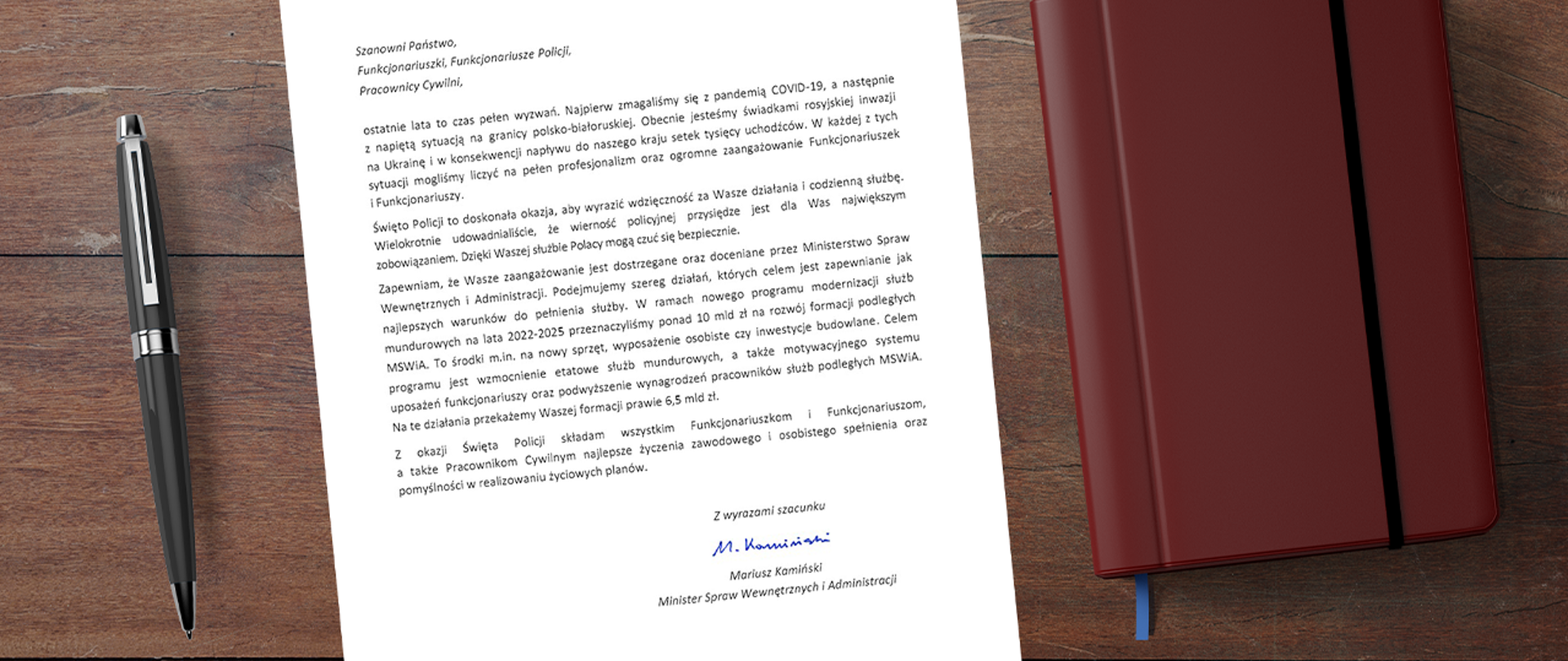 List Ministra Mariusza Kamińskiego z okazji Święta Policji