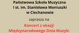 Czarne i czerwone litery na beżowym tle.