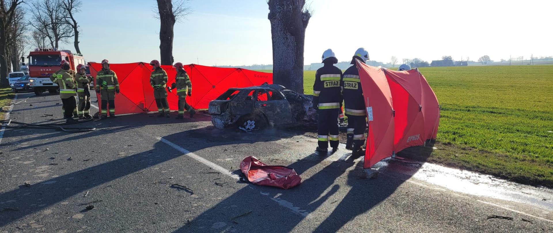 Na zdjęciu strażacy podczas działań w miejscowości Głogowiniec