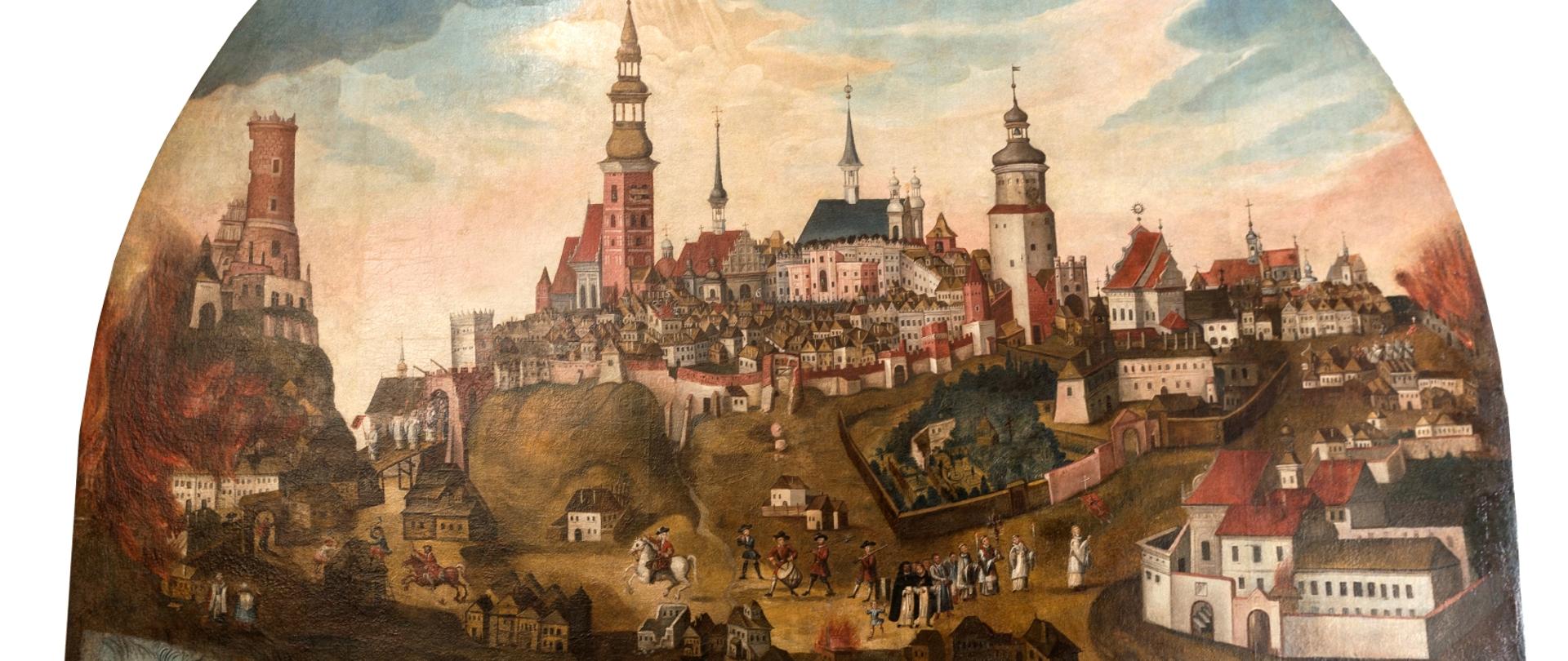zdjęcie obrazu "Pożar Miasta Lublina" który miał miejsce w 1719 r.