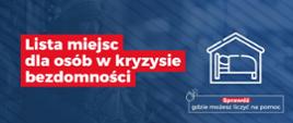 Lista miejsc tymczasowego schronienia dla osób w kryzysie bezdomności 