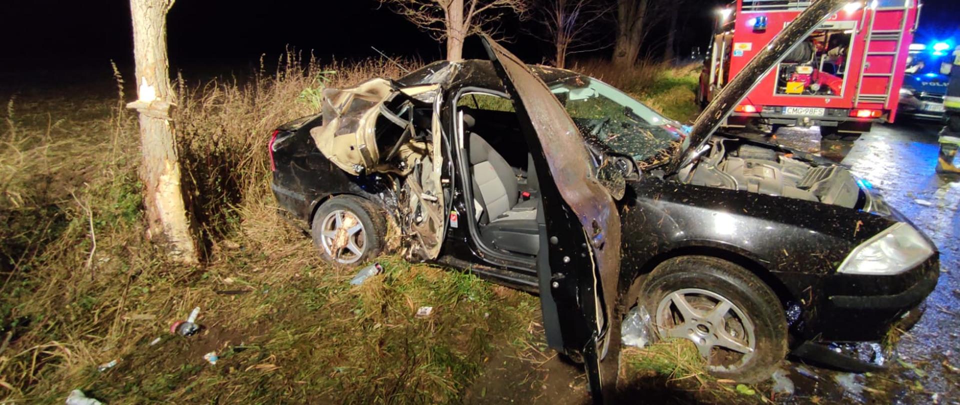 Wypadek samochodu osobowego w Wójcinie