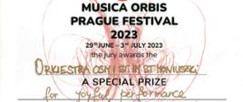 Zdjęcie zawiera nazwę festiwalu, datę festiwalu, nazwę orkiestry, opis nagrody za najradośniejszy występ 