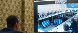 Premier Mateusz Morawiecki podczas wideokonferencji z Ronem O’Hanley prezesem State Street Corporation