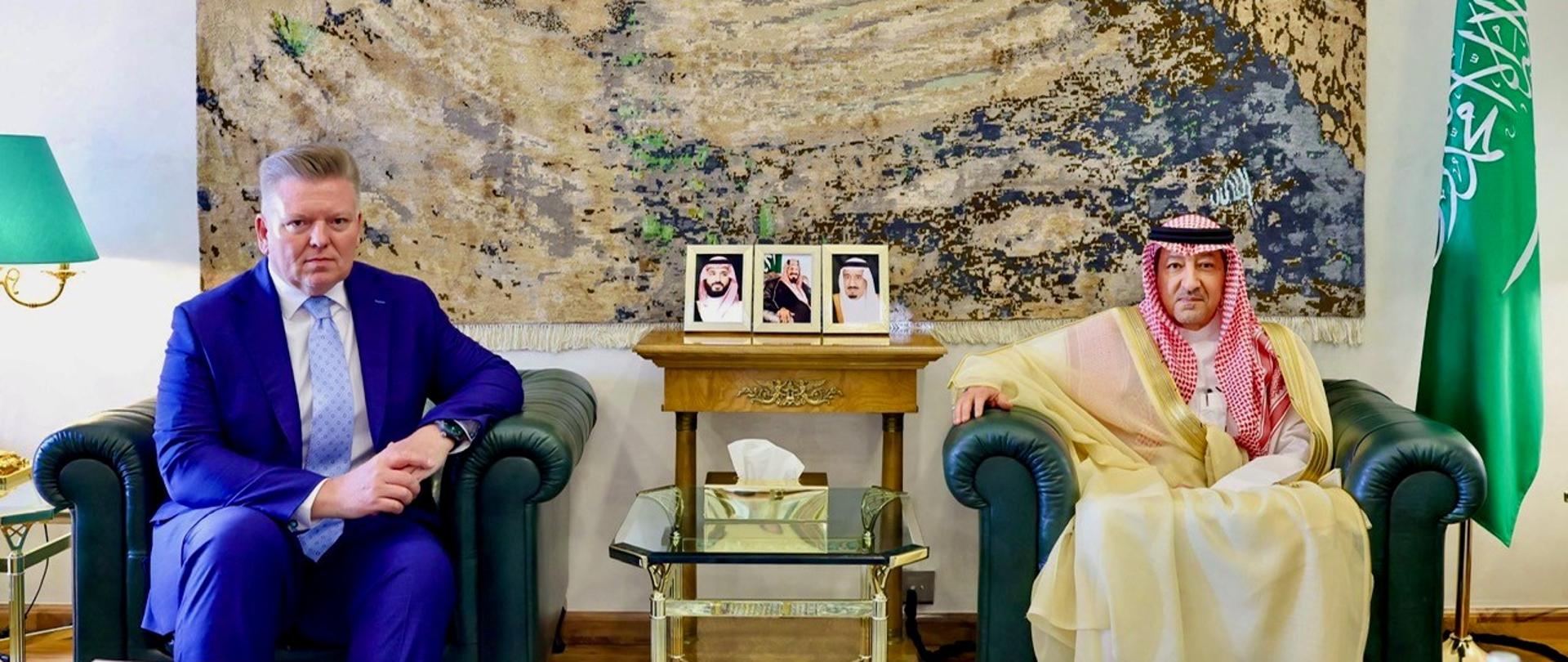 Meeting between the Polish Ambassador (on left) and the Saudi Deputy Minister of Foreign Affairs