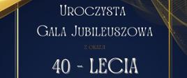 Granatowe tło plakatu ze złotymi akcentami, pośrodku w złotej tonacji ramka i białe napisy,.
