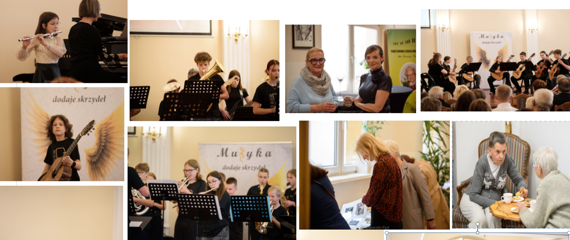 Zdjęcia wykonawców, zaproszonych gości podczas Koncertu "Krystyna Kornek In Memoriam" w sali koncertowej szkoły.