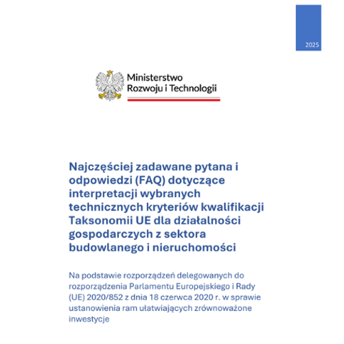 Zdjęcie przedstawia okładkę publikacji. Na grafice znajduje się tytuł dokumentu oraz logo Ministerstwa Rozwoju i Technologii.