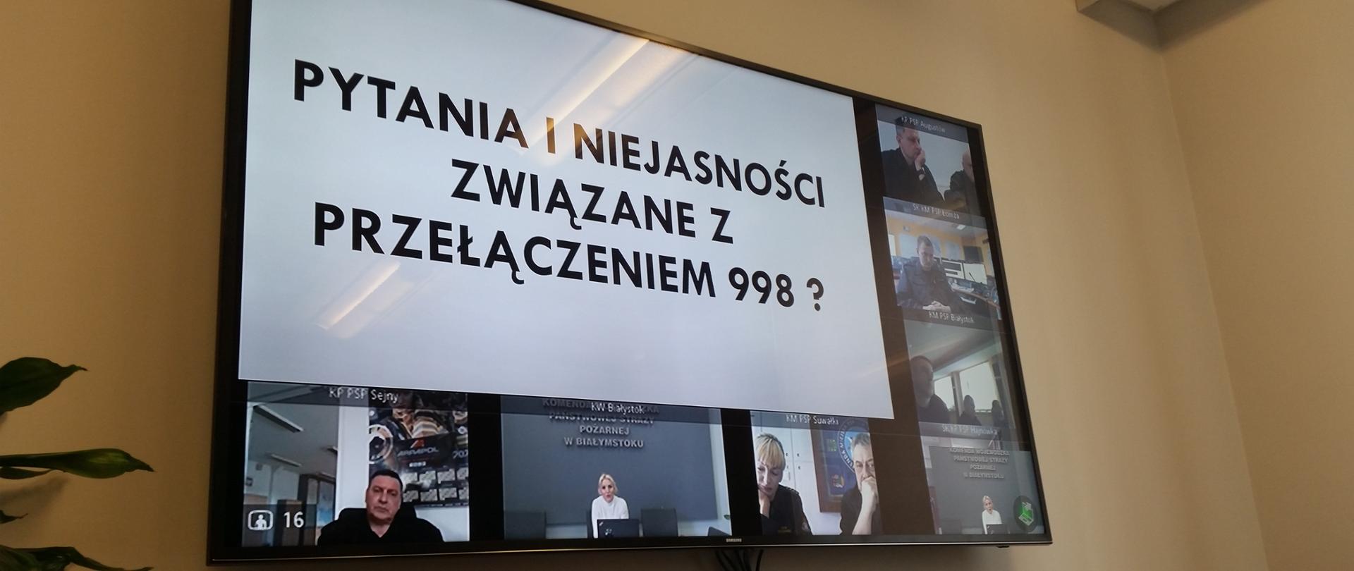 Na zdjęciu widok ekranu TV na którym widnieje napis - pytania i niejasności związane z przełączaniem 998