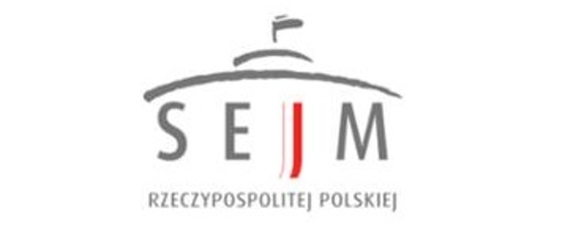 Zdjęcie przedstawia logo oraz napis SEJM RZECZYPOSPOLITEJ POLSKIEJ