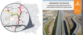 Infografika prezentująca oddane dziś do ruchu trzy odcinki S19 od węzła Rudnik nad Sanem do węzła Łowisko