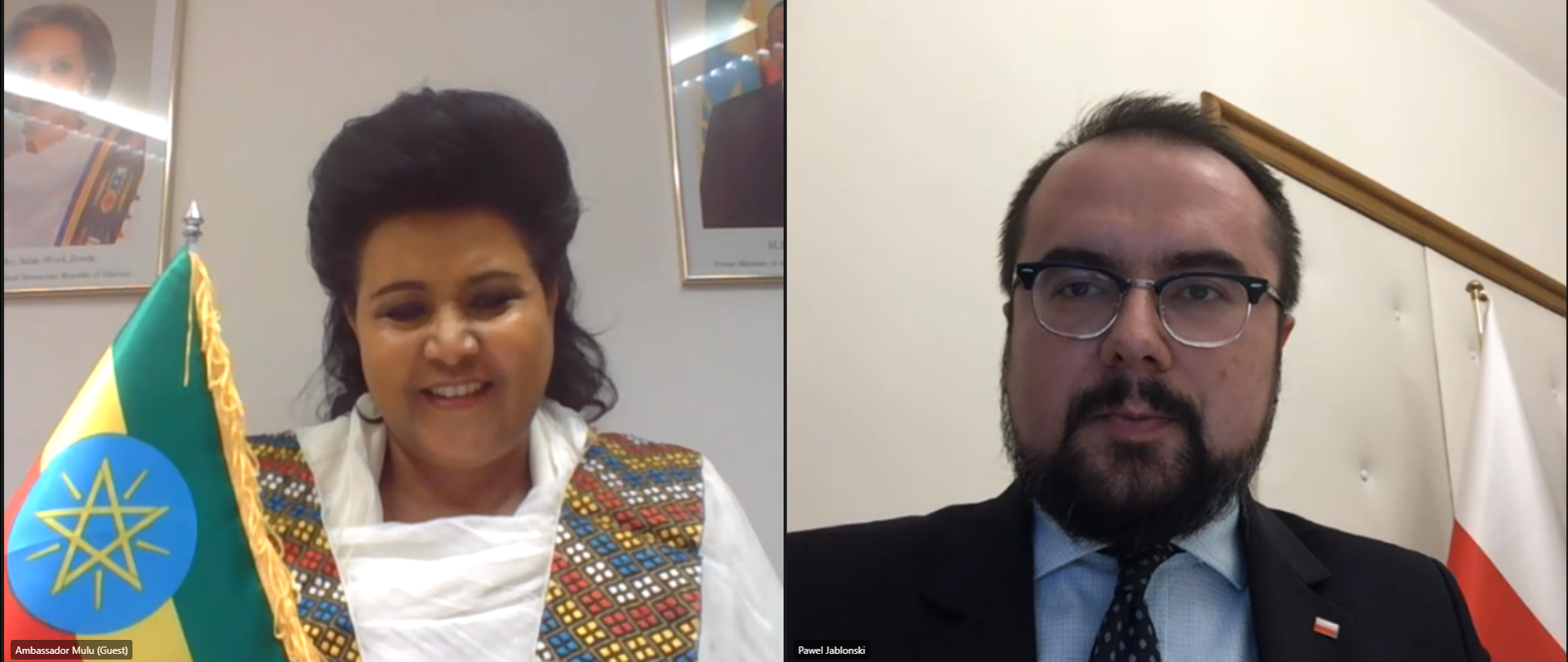 Rozmowa wiceministra Spraw Zagranicznych Pawła Jabłońskiego z desygnowaną ambasador Etiopii w Polsce Mulu Solomon