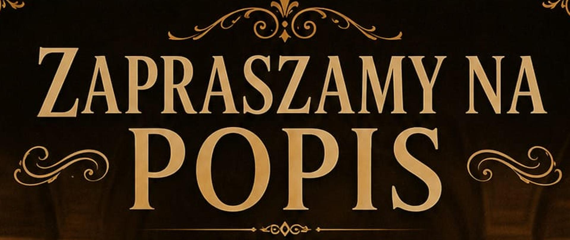 Plakat z wydarzeniem - Popis klasy Fortepianu Alicji Stasiowskiej-Piwowar, klasy Skrzypiec Klaudii Mruk o klasy Altówki Karoliny Tomasik, który odbędzie się 15 czerwca 2026r. o godz. 17:00 w auli ZPSM w Dębicy, plakat otoczony jest delikatną złotą ramką, w tle plakatu widać dwie kobiety w czarnych sukniach, które grają na skrzypcach oraz jedną grającą na fortepianie, za nimi widać publiczność, całość plakatu jest w odcieniach czarno-złotych 