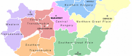 Mapa podziału Węgier na regiony