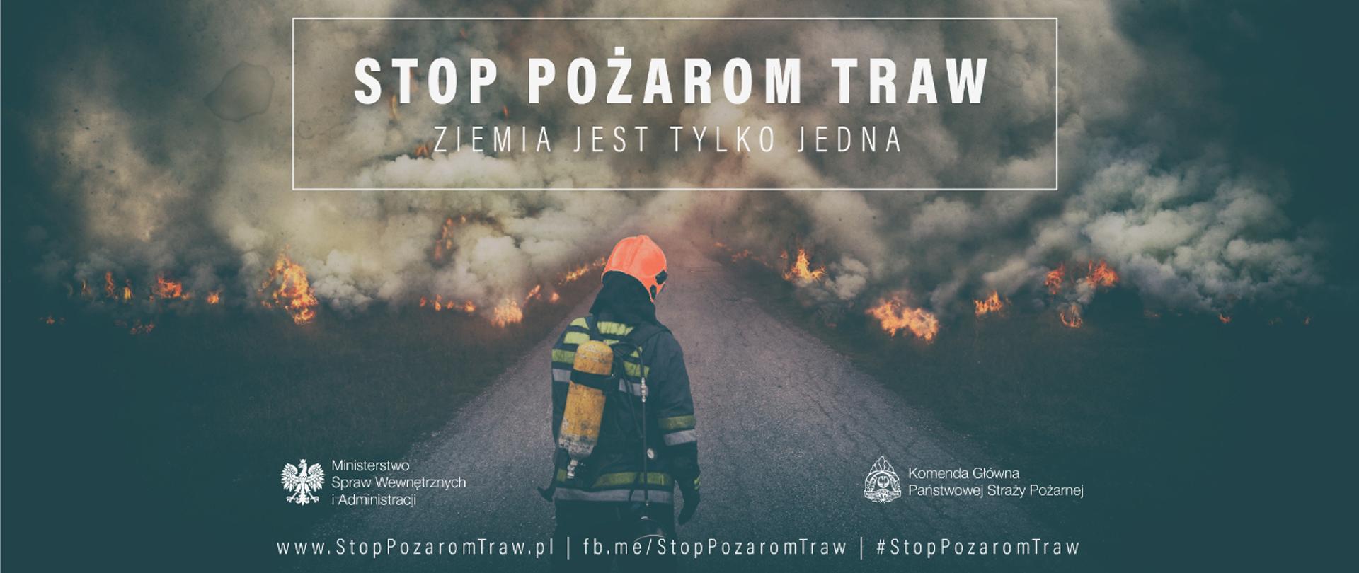 Zdjęcie przedstawia grafikę kampanii STOP POŻAROM TRAW.