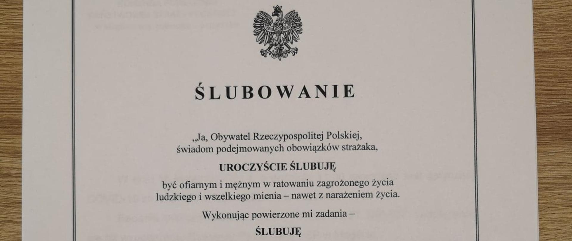 Uroczyste ślubowanie strażaka