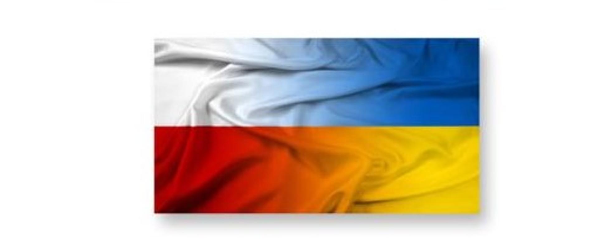 flaga w kolorach Polski i Ukrainy