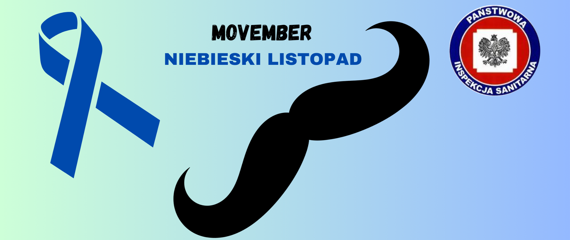 MOVEMBER NIEBIESKI LISTOPAD, wąsy niebieska wstążeczka 