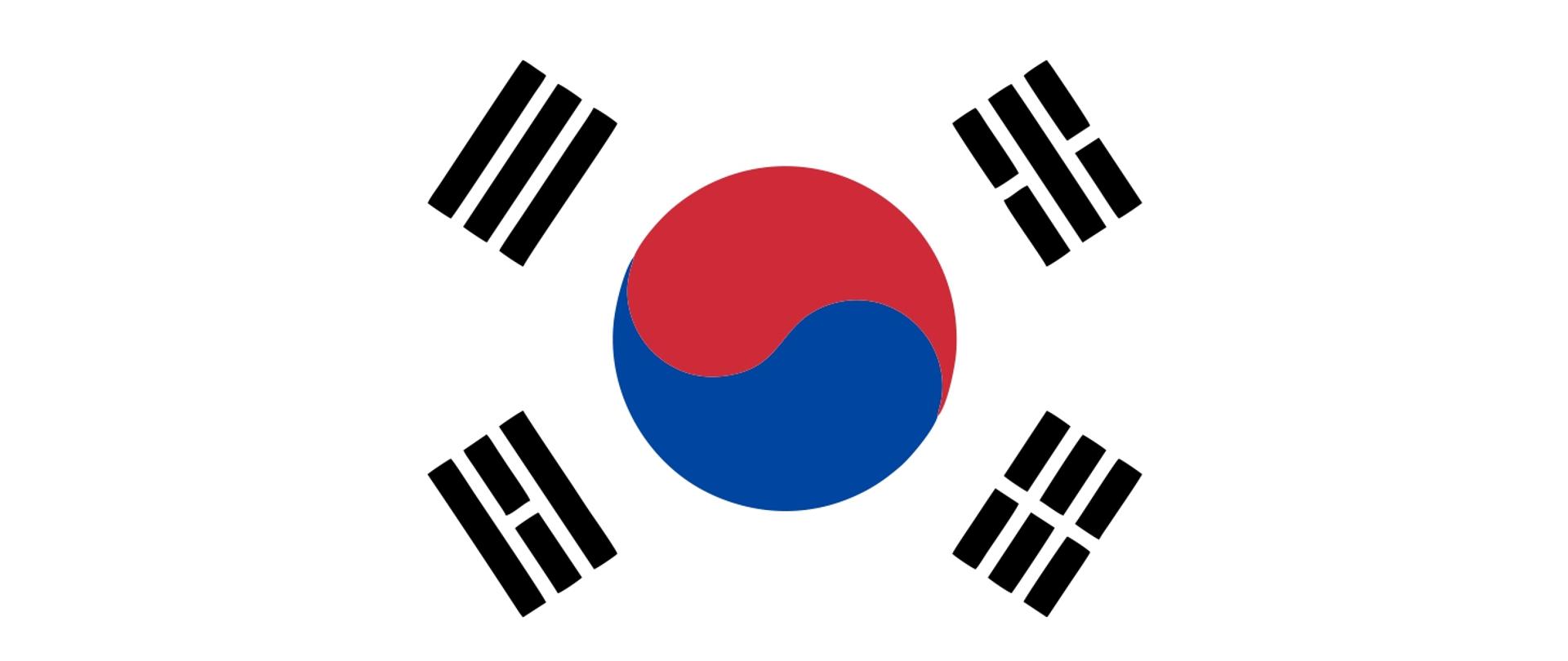 Grafika przedstawia flagę Korei Południowej