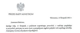 List okolicznościowy Prezesa Rady Ministrów z okazji Dnia Służby Cywilnej