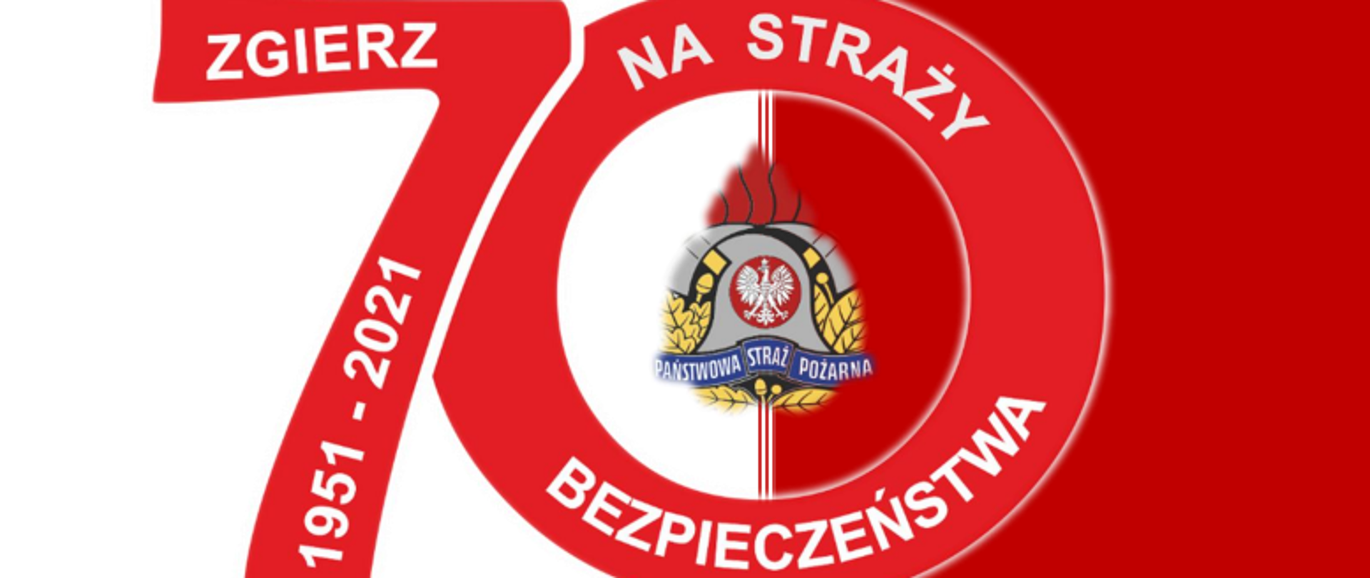 Zdjęcie przedstawia czarny napis "NARADA ROCZNA 2021" na szarym tle, oraz logo 70 lecia zawodowego pożarnictwa w Zgierzu.