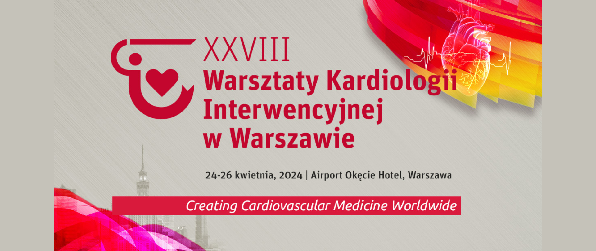Baner Warsztaty Kardiologii Interwencyjnej w Warszawie. 24-26 kwietnia 2024, Aiport Okęcie Hotel, Warszawa