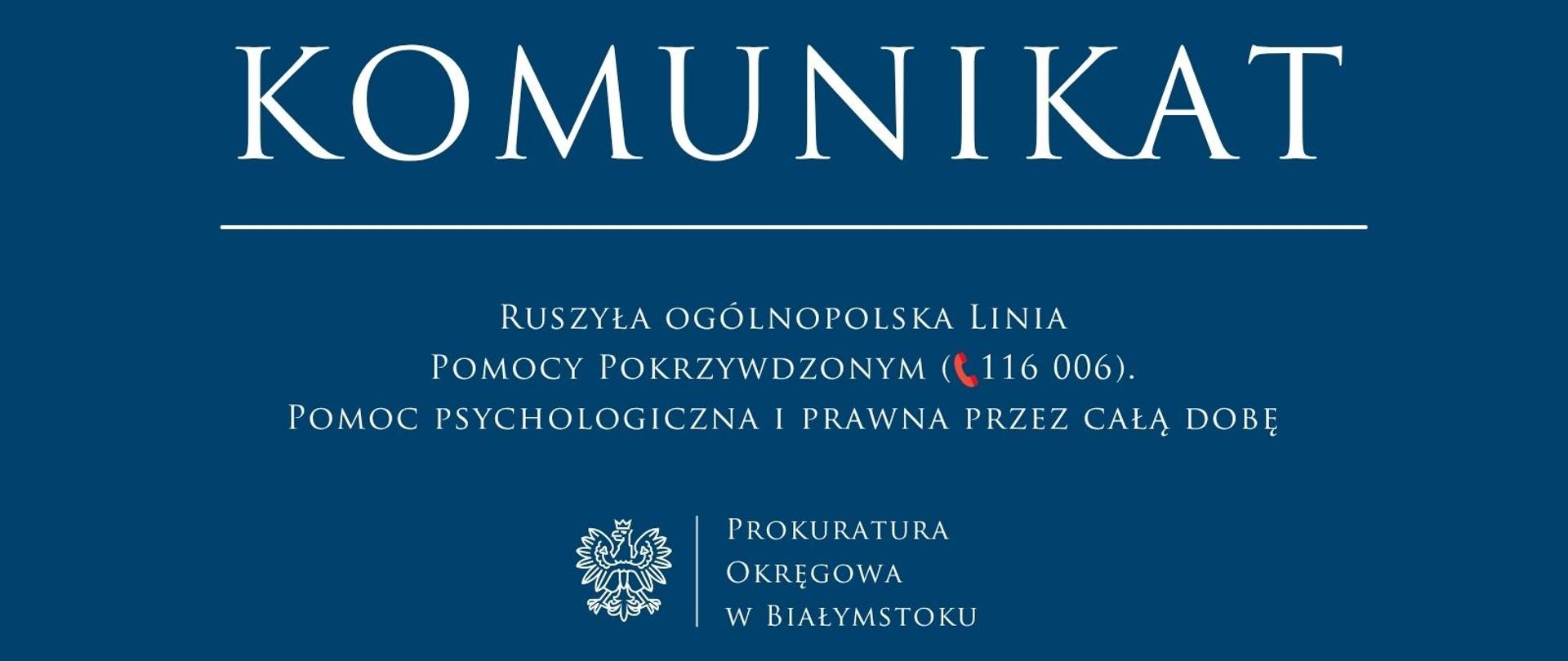 Ruszyła ogólnopolska Linia Pomocy Pokrzywdzonym (116 006). Pomoc psychologiczna i prawna przez całą dobę 