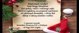 Życzenia komendanta powiatowego na Boże Narodzenie i nowy rok.