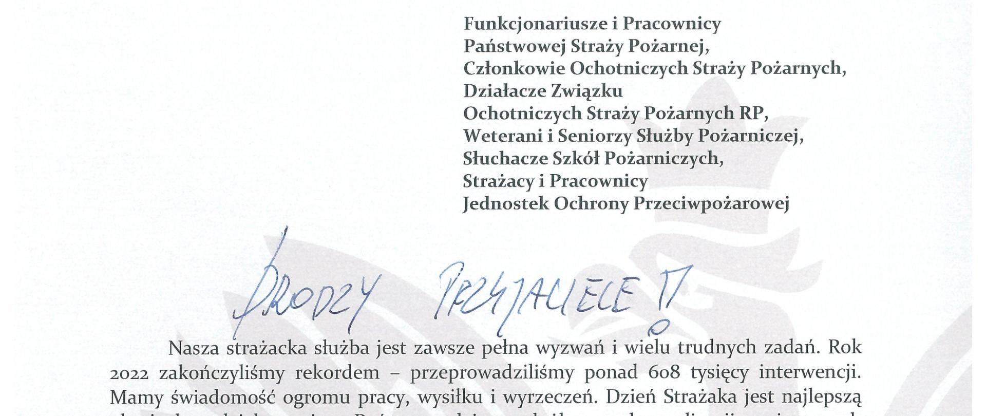 Życzenia z okazji Dnia Strażaka 2023 od Komendanta Głównego