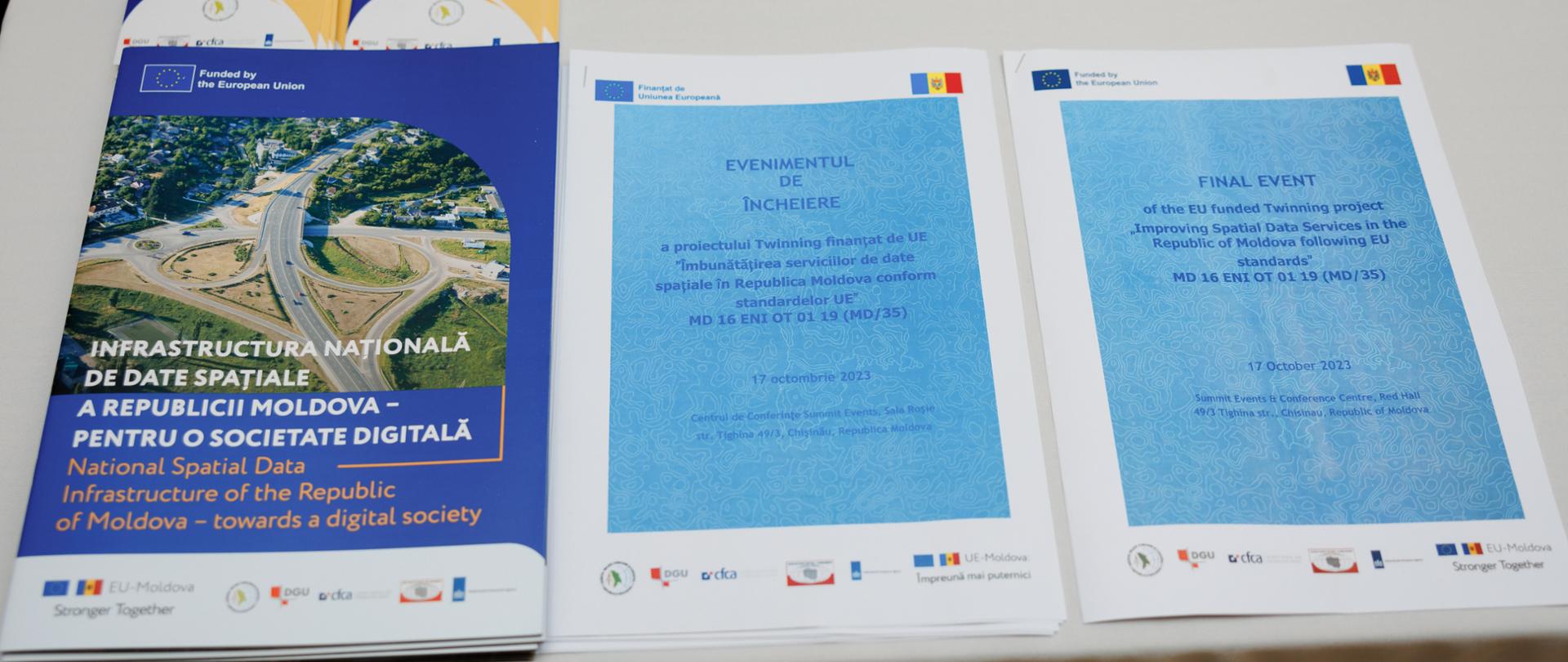 Folders regarding the conference ending the twinning project „Improving Spatial Data Services in the Republic of Moldova following EU standards"