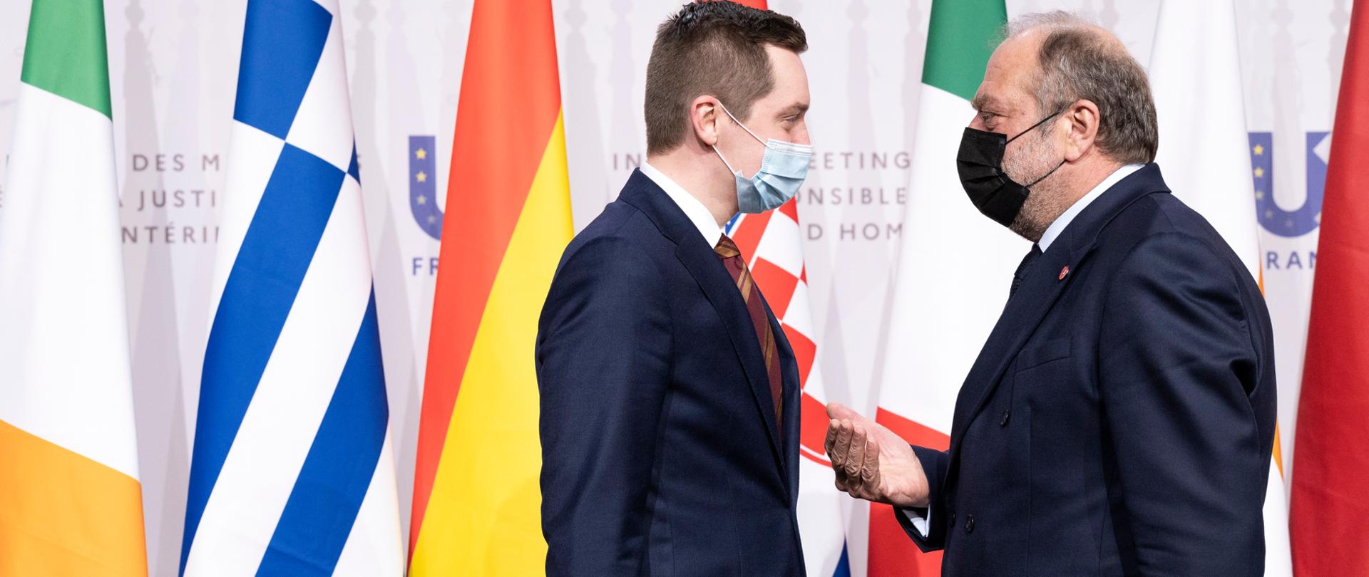 PFUE - Informal meeting of ministers responsible for justice and home affairs : Eric Dupond-Moretti - Garde des Sceaux - ministre de la Justice avec Sebastian Kaleta, ministre de la Justice de la Pologne 
