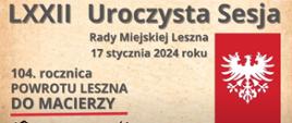 Napisy na i orzeł biały na kemowym tle.