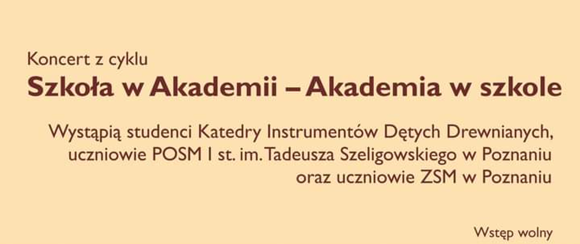Plakat na kremowym tle z koloroą grafiką nut. Koncert, 8 grudnia 2023, godz. 17:00 Sala kameralna Akademii muzycznej
