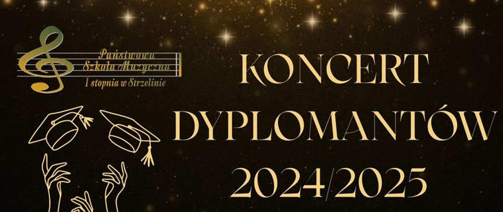 Na czarnym tle znajdują się złote grafiki oraz złote napisy. 