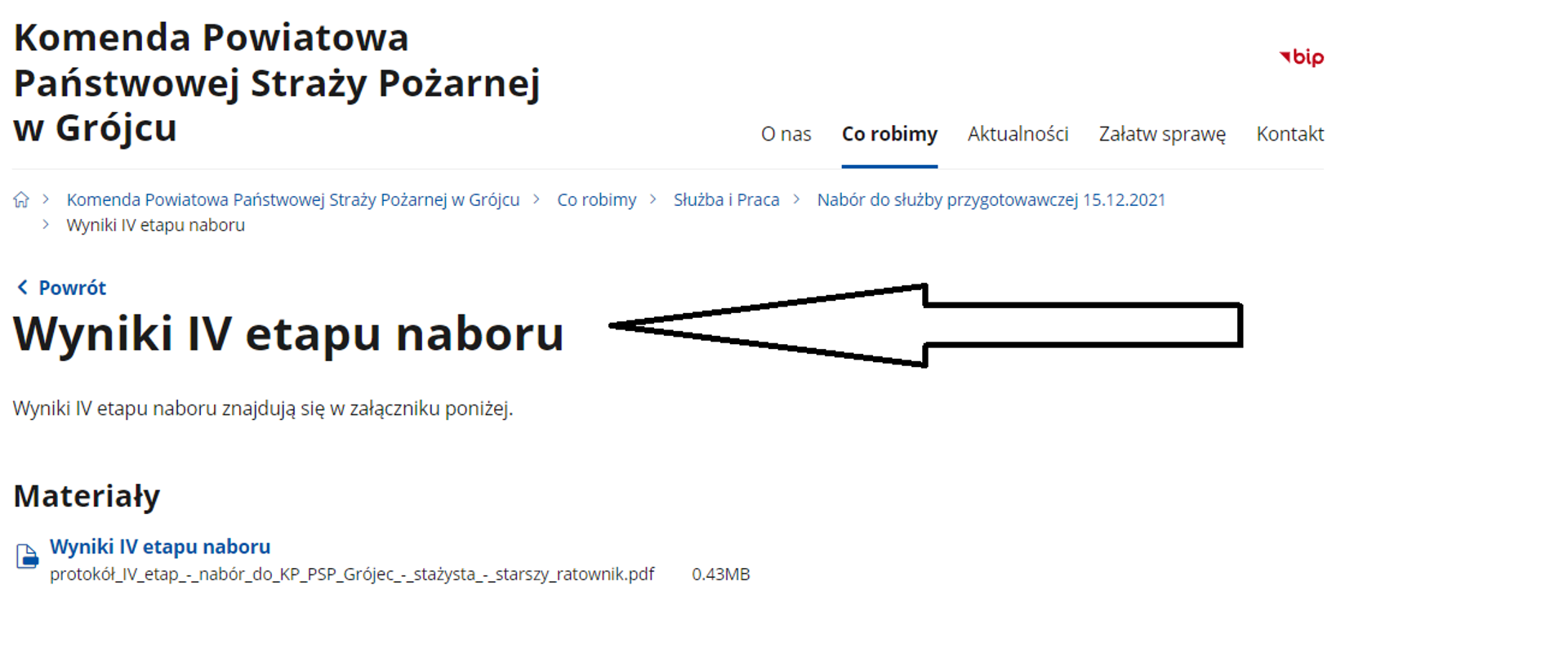Wyniki IV etapu naboru 2022 zdjęcie w formie zrzutu ekranu ze strony gov.pl