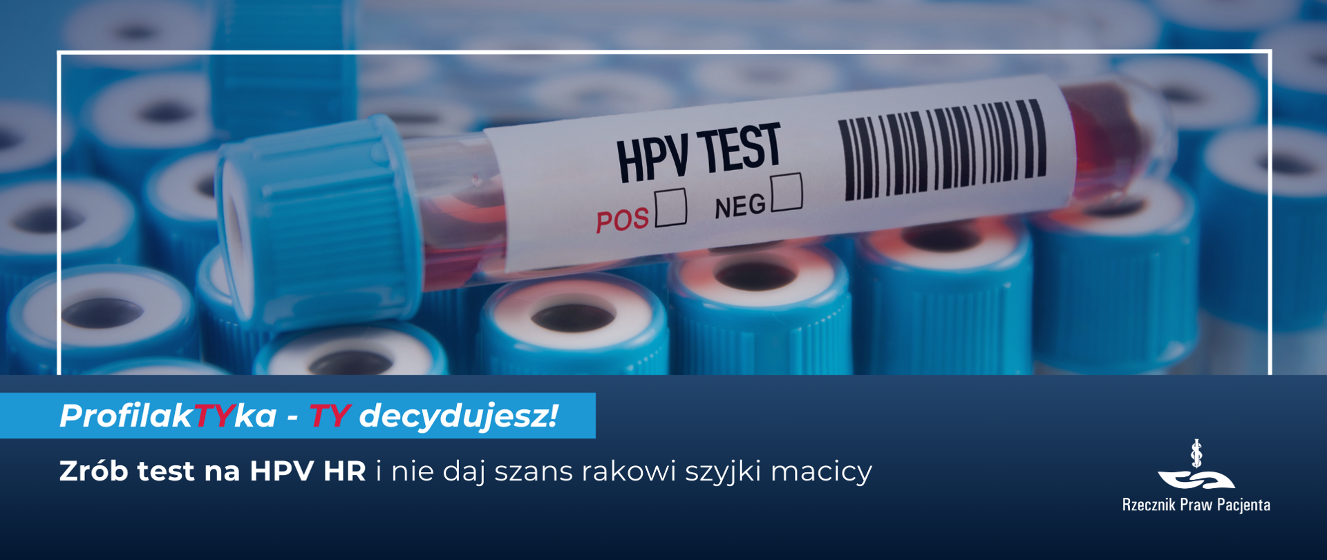 Próbki krwi z napisem Test HPV 