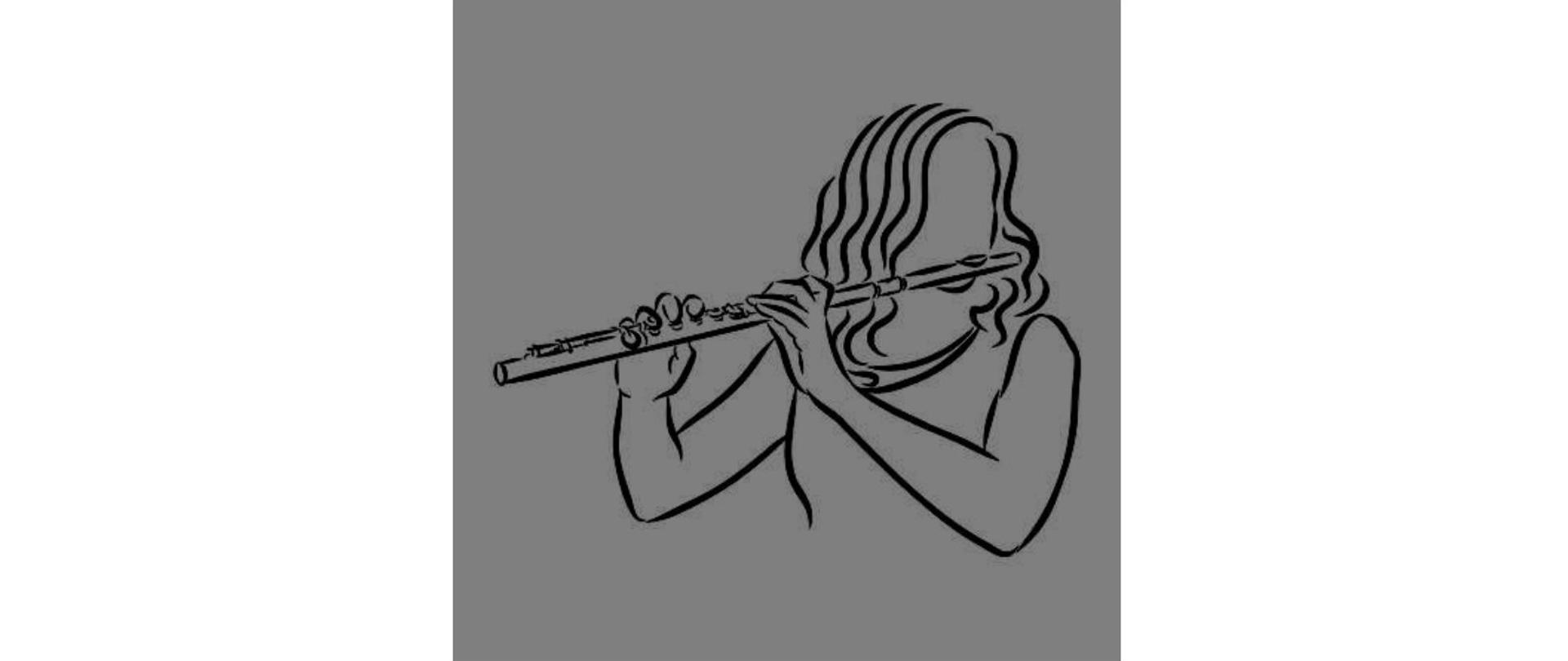 Plakat informujący o koncercie klasy fletu uczniów Szkoły Muzycznej II st., który odbędzie się 18 marca 2024 r.