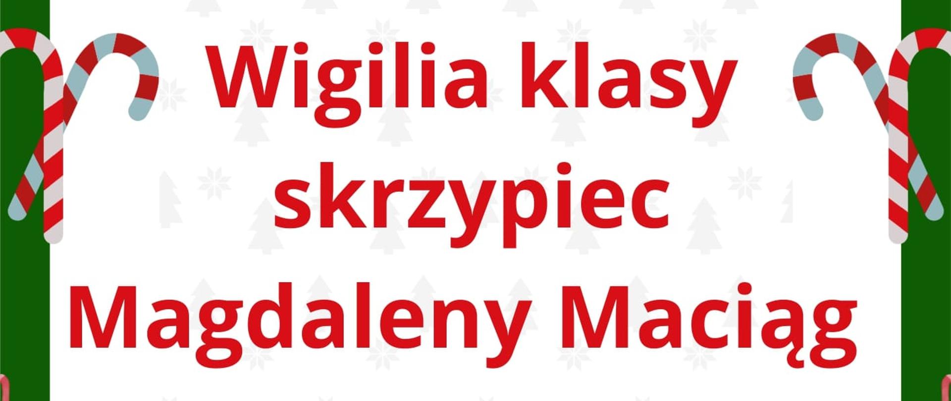 Plakat wykonany na białym tle posiada zieloną obramówkę boczną. Na dole widoczni są 2 mikołajowie i chyba renifer. 