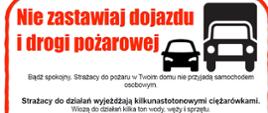 Zdjęcie przedstawia ulotkę informacyjną z apelem o nie zastawianie dróg dojazdowych na terenie krakowskich osiedli.