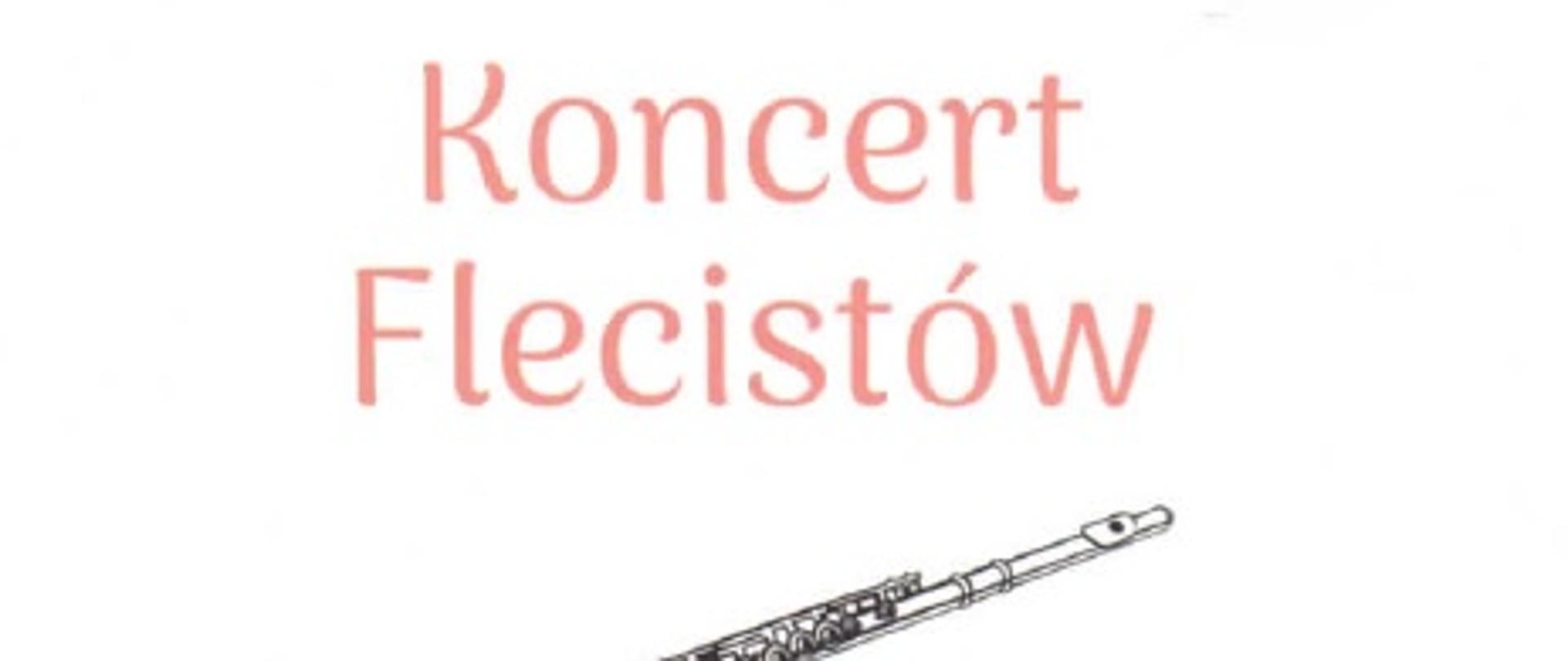 plakat na jasnym tle z grafikami liści na rogach informujący o koncercie klasy fletu w dniu 18.11.2022