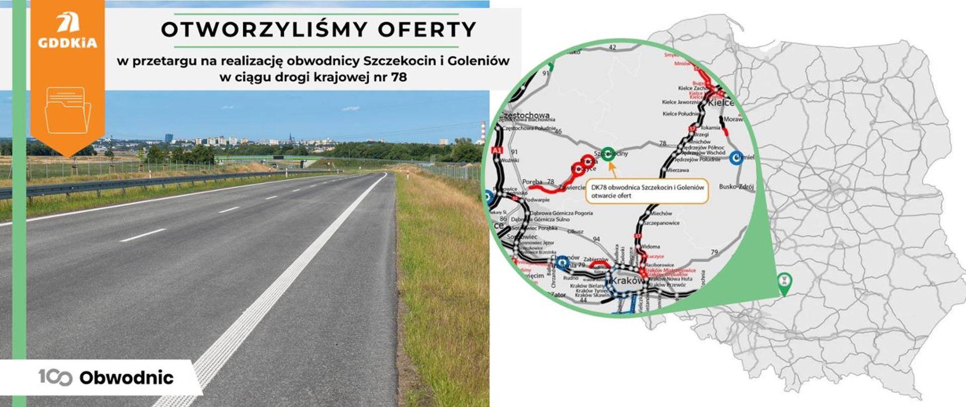 DK78 infografika na otwarcie ofert na realizację obwodnicy Szczekocin i Goleniów