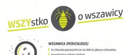 Grafika przedstawia wyjaśnienie pojęcia wszawica, charakterystykę wszawicy, drogi szerzenia oraz sposoby na zapobieganie