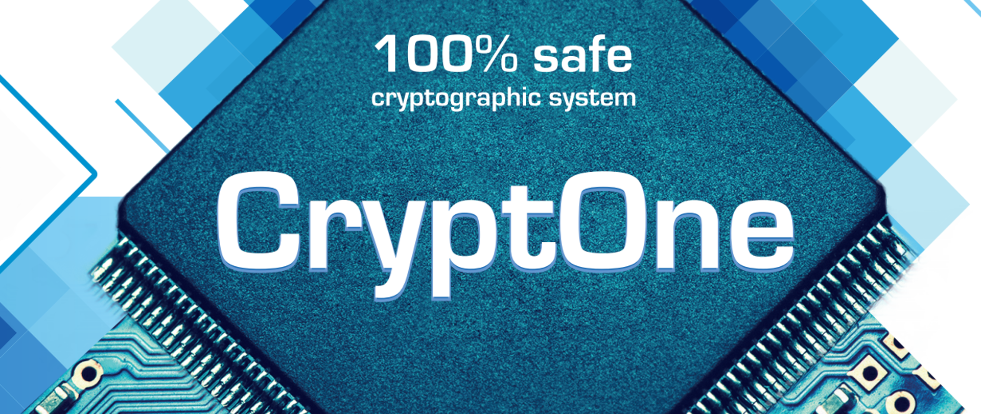 Zdjęcie procesora komputerowego z napisem 100% safe CryptOne