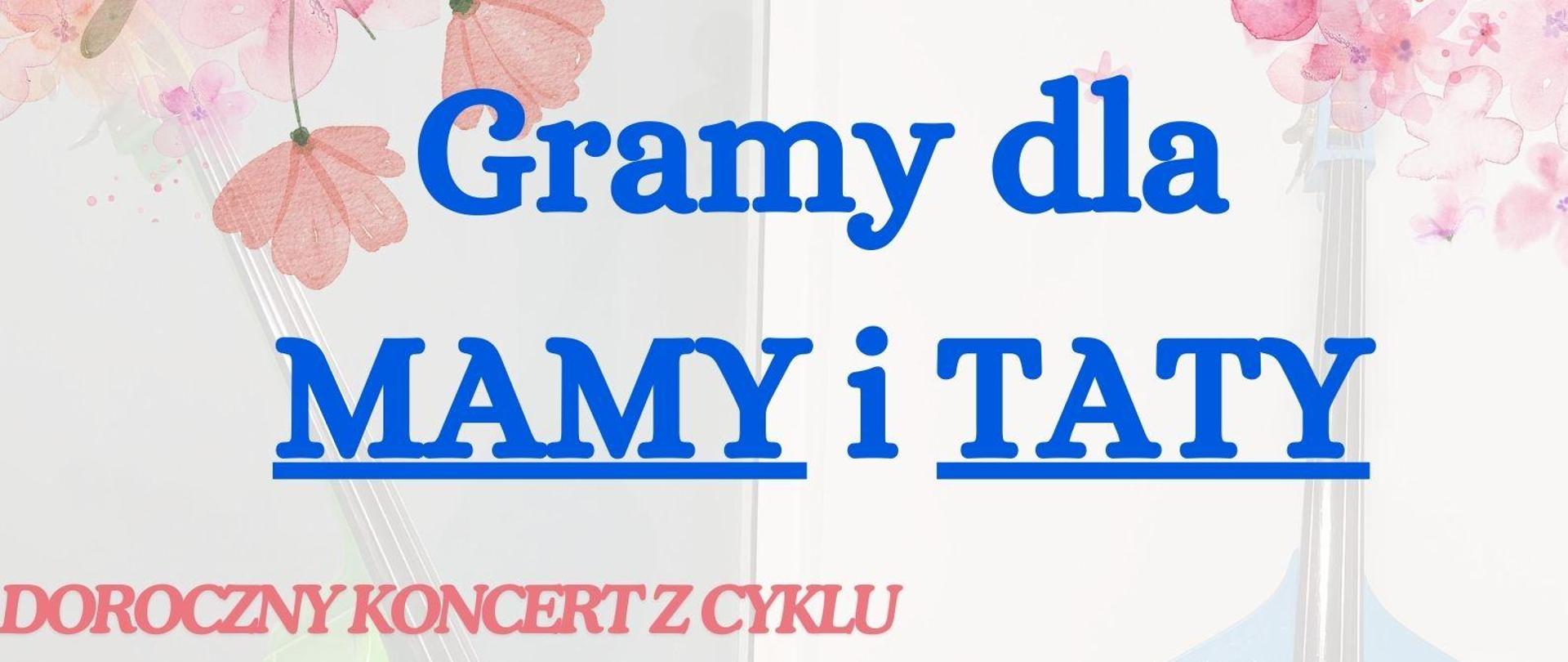 Wielobarwny plakat informujący o koncercie uczniów z okazji dnia mamy i taty