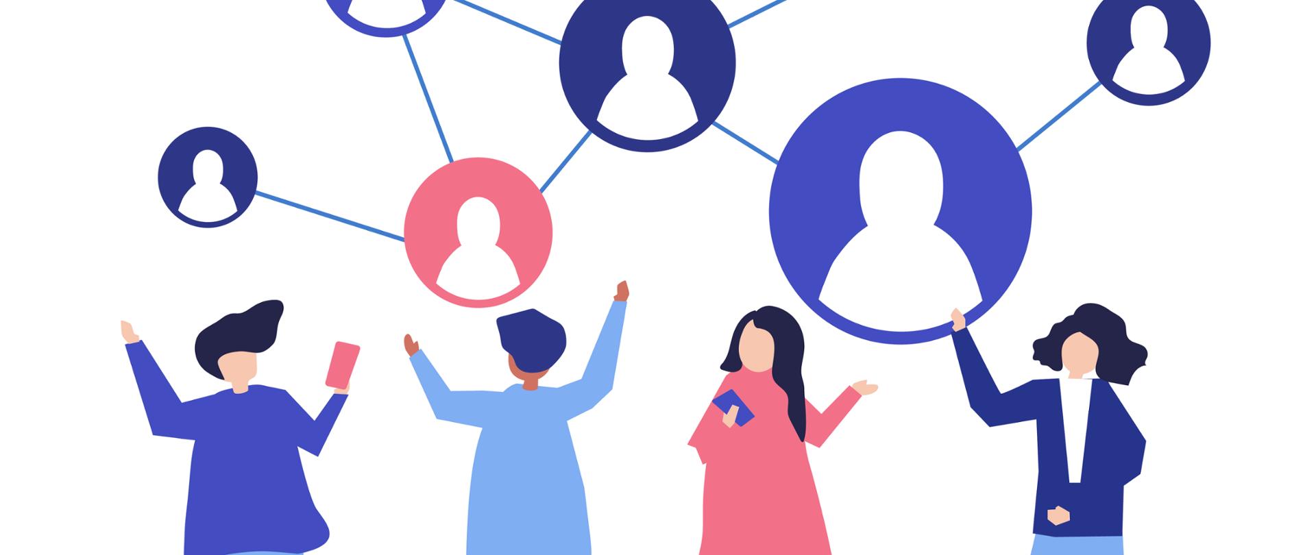 Ludzie z mediami społecznościowymi, ilustracja wektorowa