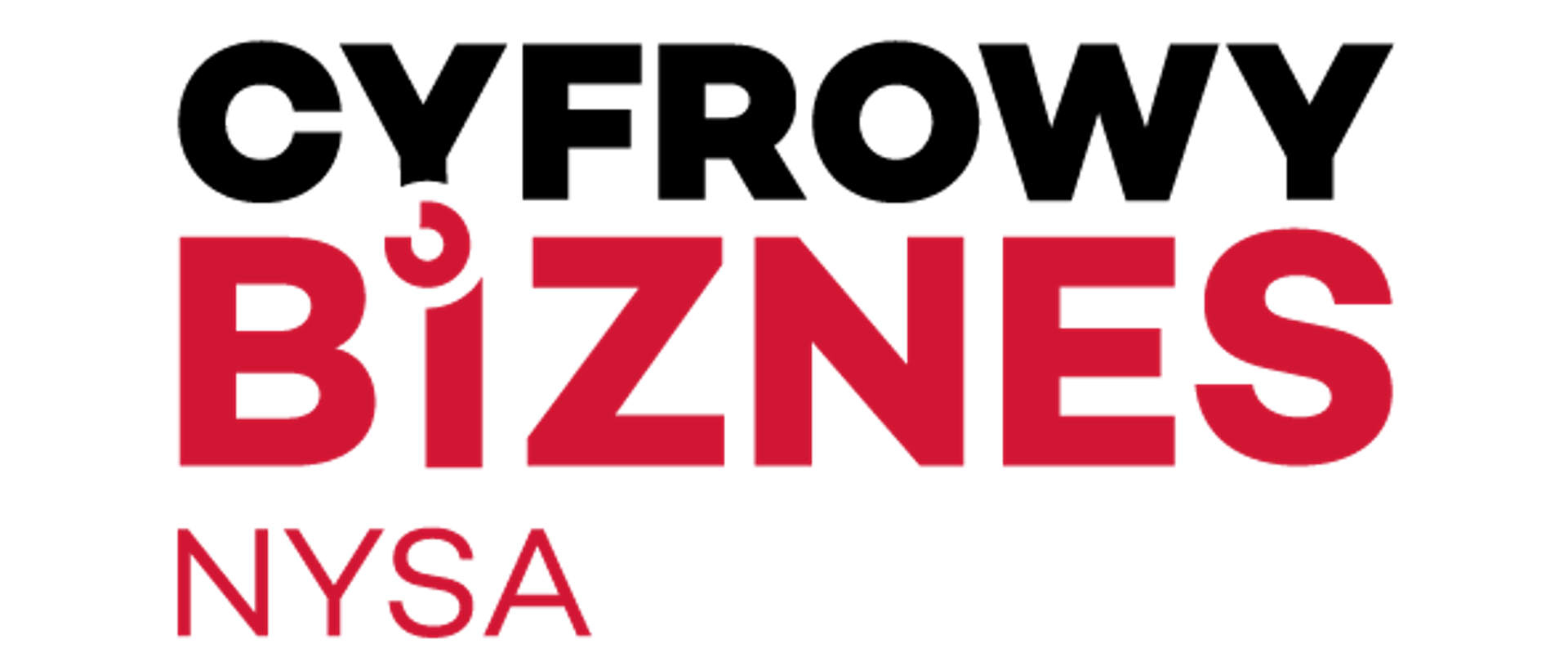 Grafika czarno-czerwona z napisem Cyfrowy Biznes Nysa